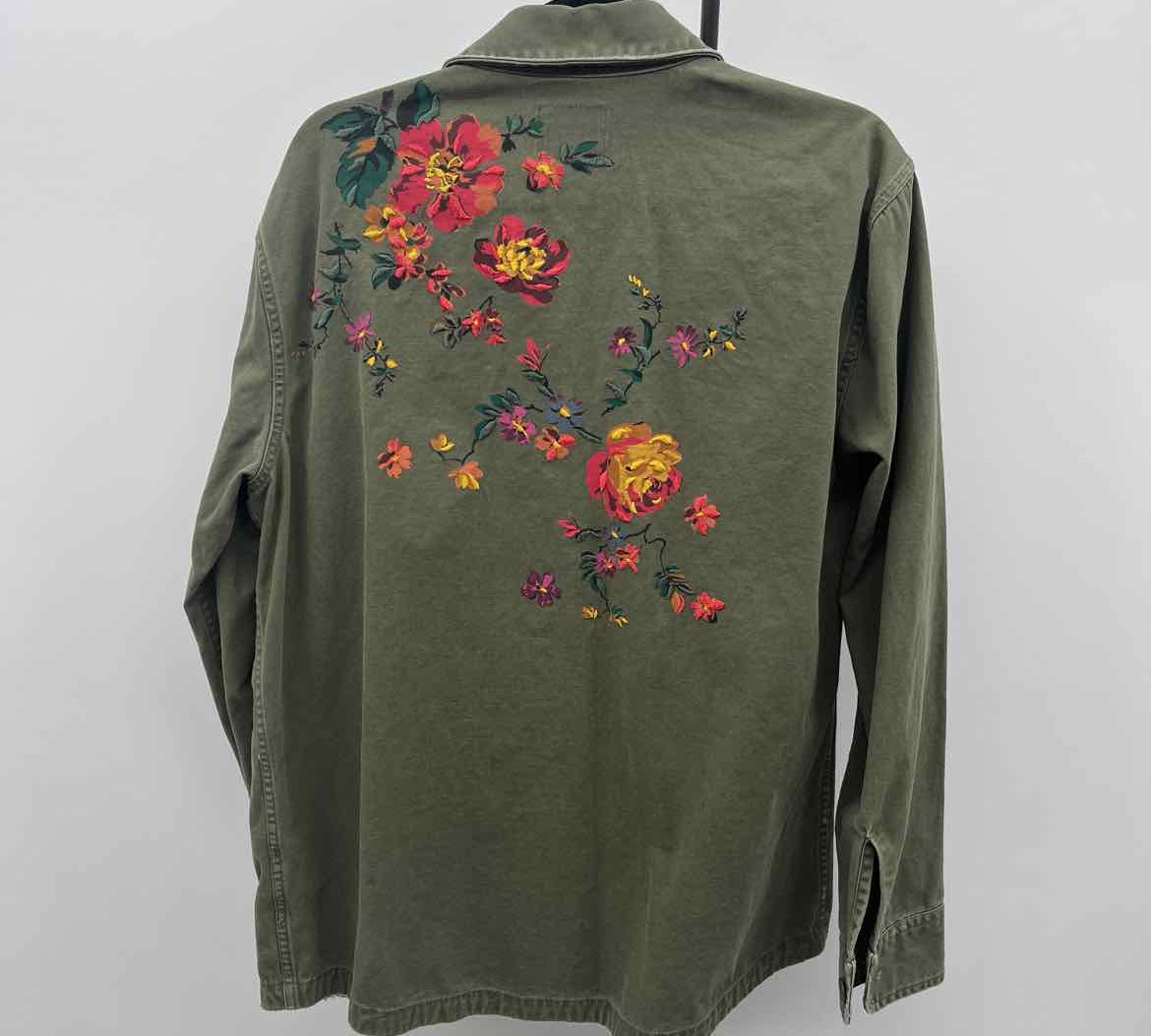 Abercrombie & Fitch Junior's Size L Olive Floral Jacket