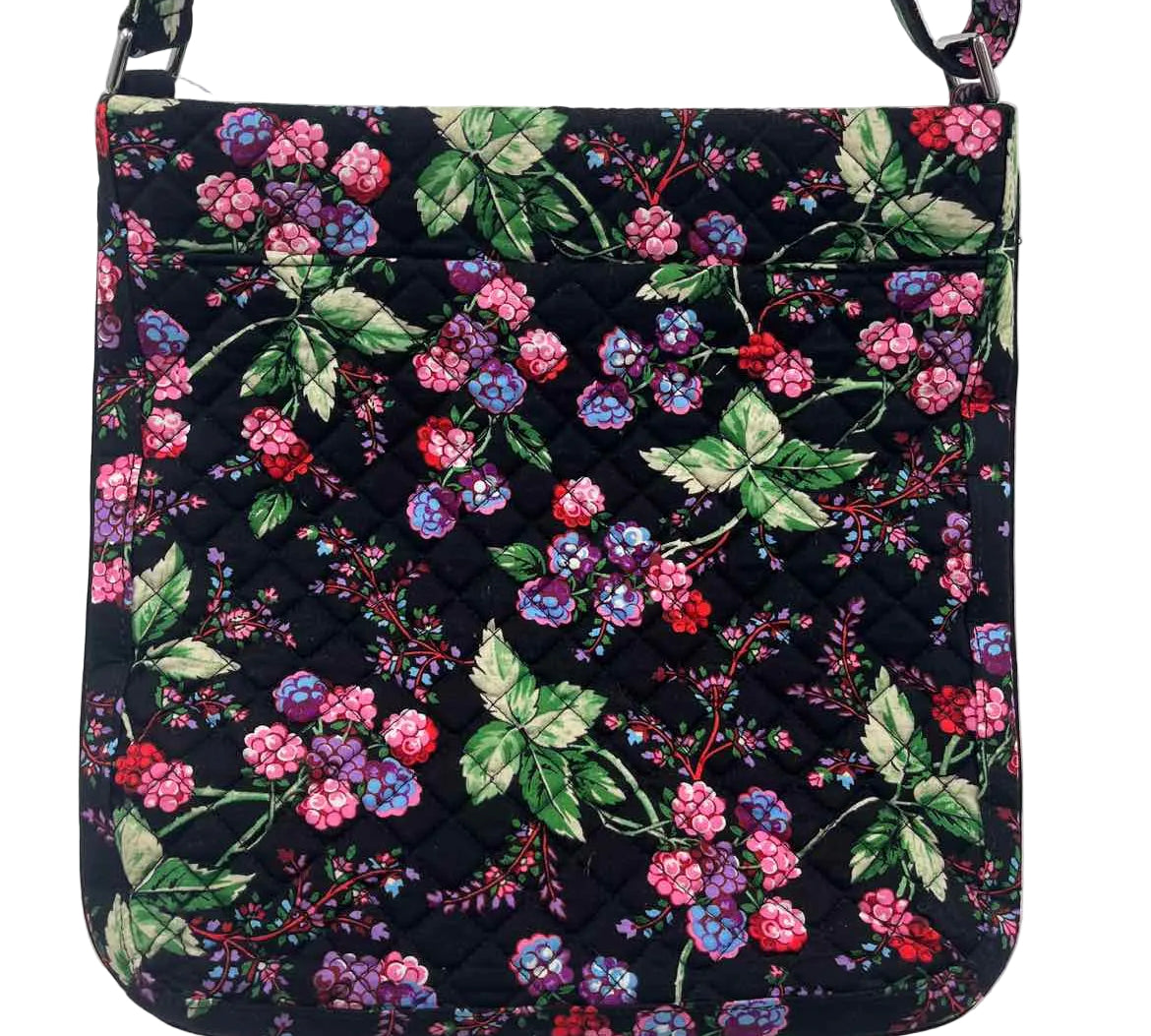 VERA BRADLEY Black & Pink Multi Winter Berry TRIPLE ZIP HIPSTER Crossbody Purse