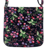 VERA BRADLEY Black & Pink Multi Winter Berry TRIPLE ZIP HIPSTER Crossbody Purse