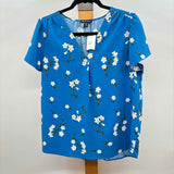 Hilary Radley Women's Size M Blue Floral Short Sleeve Shirt