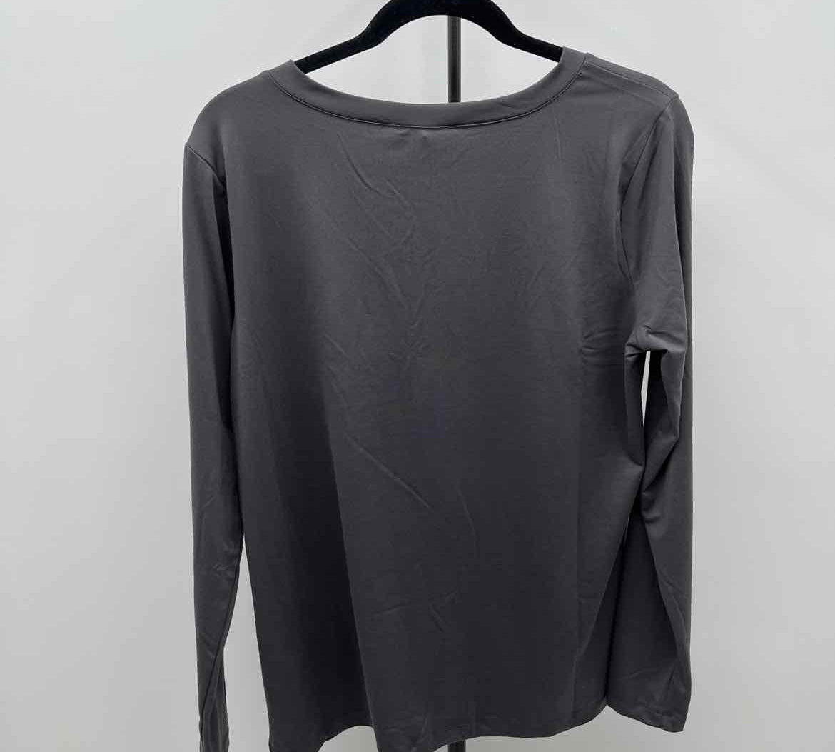 Zenana Women's Size 1X Charcoal Solid Long Sleeve Shirt