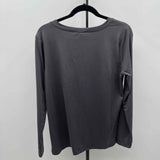 Zenana Women's Size 1X Charcoal Solid Long Sleeve Shirt