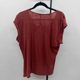Garnet Hill Women's Size XL Rust Textured Short Sleeve Shirt