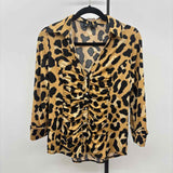 Inc Women's Size L Tan Animal Print Long Sleeve Shirt