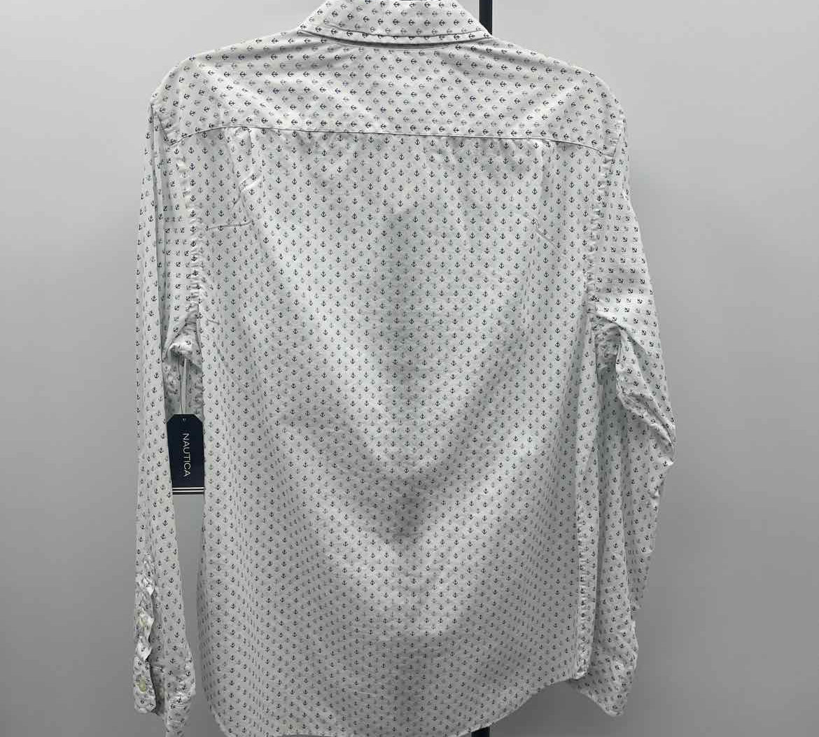 Nautica Men's Size M Wine Anchors Long Sleeve Shirt