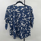Ann Taylor Women's Size LP Blue Floral Short Sleeve Shirt