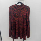 ava & viv Women's Size 3X Red Animal Print Long Sleeve Shirt