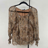 Tempo Paris Women's Size M Brown Animal Print Long Sleeve Shirt