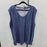 CJ Banks Women's Size 2X Blue lines Sleeveless Shirt