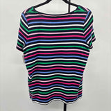 Talbots Women's Size 1XP Navy Stripe Short Sleeve Shirt