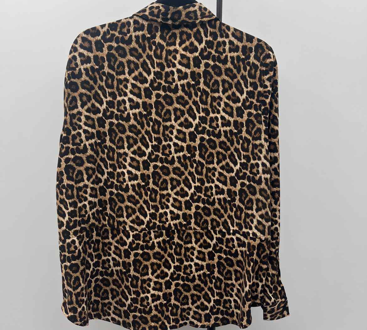 Michael Kors Women's Size L Brown Abstract Long Sleeve Shirt