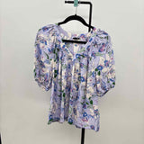 Ann Taylor Women's Size L Lavender Floral Short Sleeve Shirt