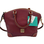 DOONEY & BOURKE Maroon Pebbled Leather DILLEN Domed Satchel w/Adj Crossbody Purse