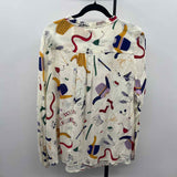 Maeve Junior's Size 18W Ivory Skiing Long Sleeve Shirt