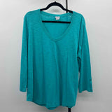 Chico's Women's Size L Aqua Textured Long Sleeve Shirt