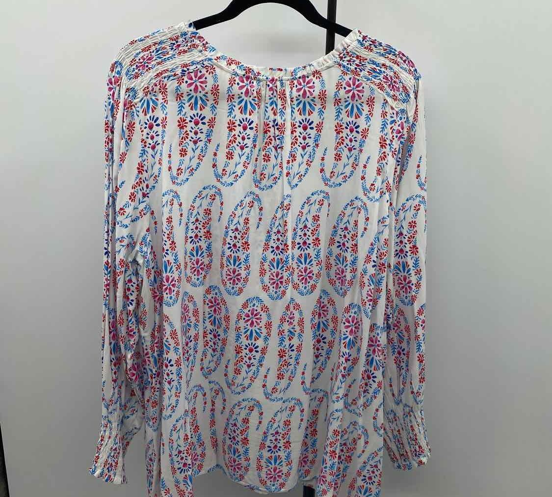 Talbots Women's Size 2X White Paisley Long Sleeve Shirt