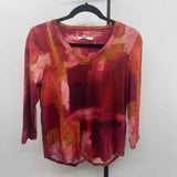 Chico's Women's Size S maroon Abstract Long Sleeve Shirt