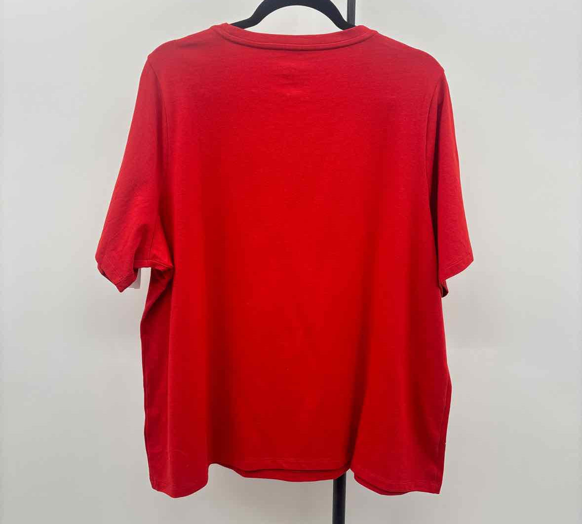 Denim & Co Women's Size 1X Red Solid Short Sleeve Shirt