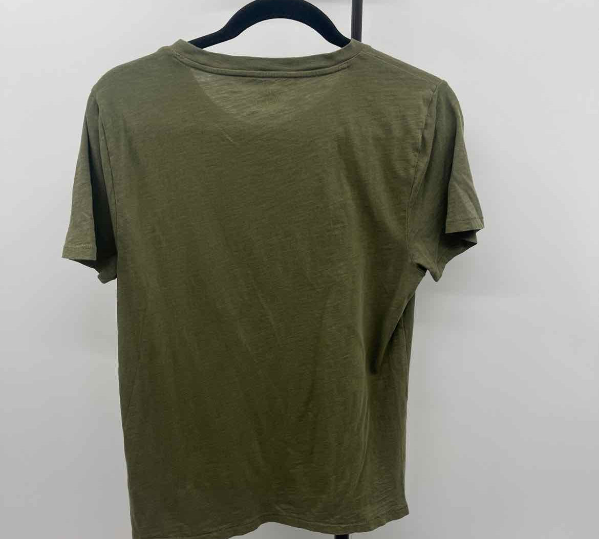 J Crew Women's Size M Olive Solid Short Sleeve Shirt