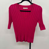 Anthropologie Women's Size XS Fuschia Textured Short Sleeve Shirt
