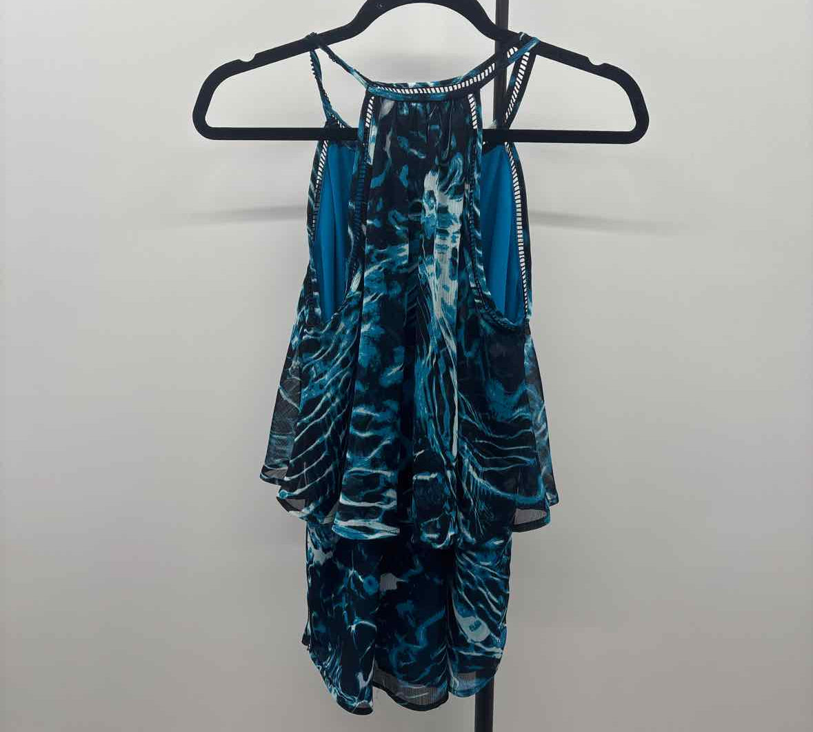 White House Black Market Women's Size 0 Turquoise Abstract Tank