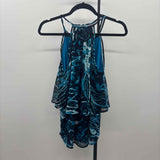 White House Black Market Women's Size 0 Turquoise Abstract Tank