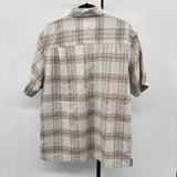Haggar Men's Size M Brown Plaid Short Sleeve Shirt