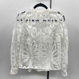 White House Black Market Women's Size 2 White Lace Long Sleeve Shirt