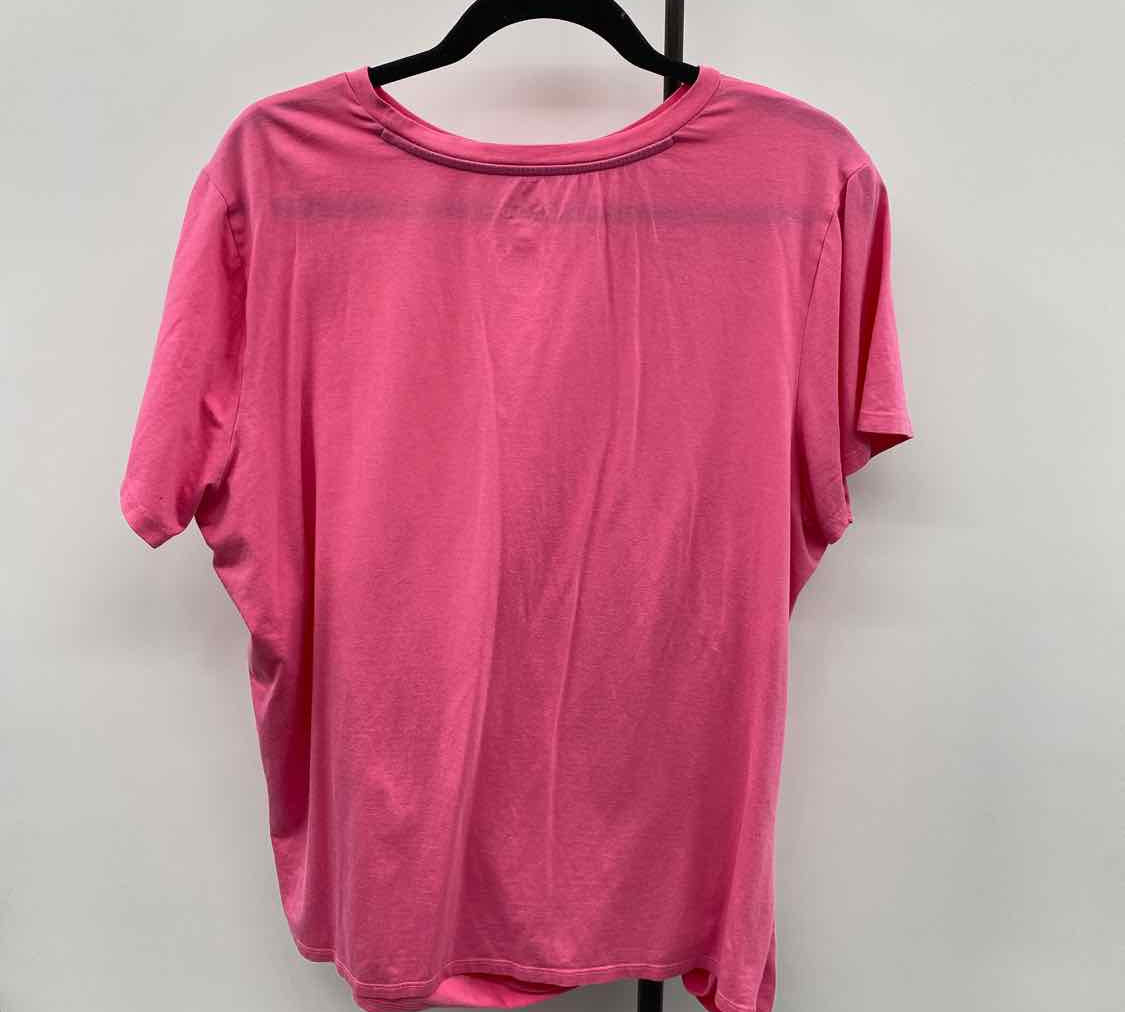 St. John's Bay Women's Size XXL Pink Solid Short Sleeve Shirt