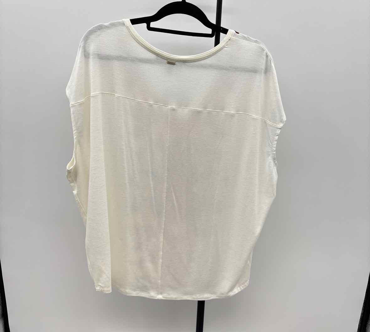 White House Black Market Women's Size XL Ivory Floral Short Sleeve Shirt