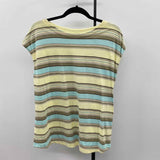 JJill Women's Size M Yellow Stripe Short Sleeve Shirt