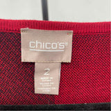 Chico's Women's Size L Red Color Block Sweater