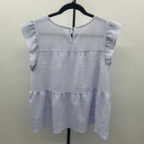 Blu Pepper Women's Size L Blue Stripe Sleeveless Shirt