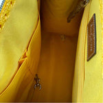 Interior ERIC JAVITS Yellow & Tan BIG LUCY Woven Straw Handled Shopper Tote w/Crossbody