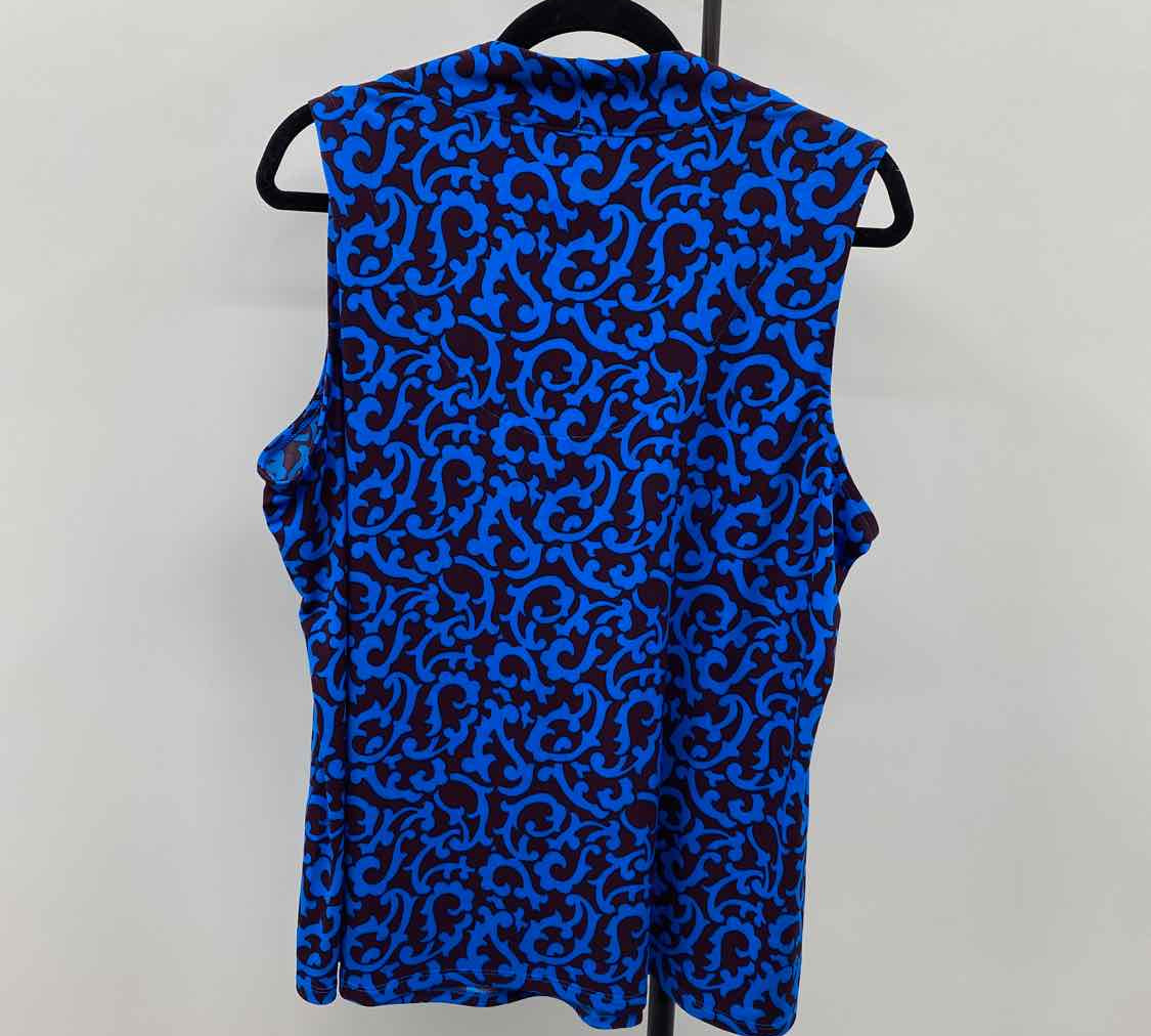 Chico's Women's Size XL Blue scroll Sleeveless Shirt