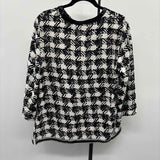 Chico's Women's Size L Black Checkered Long Sleeve Shirt