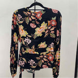 Sage Women's Size M Black Floral Long Sleeve Shirt