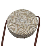 UNBRANDED Woven Natural Tan & White Round Purse w/Crossbody