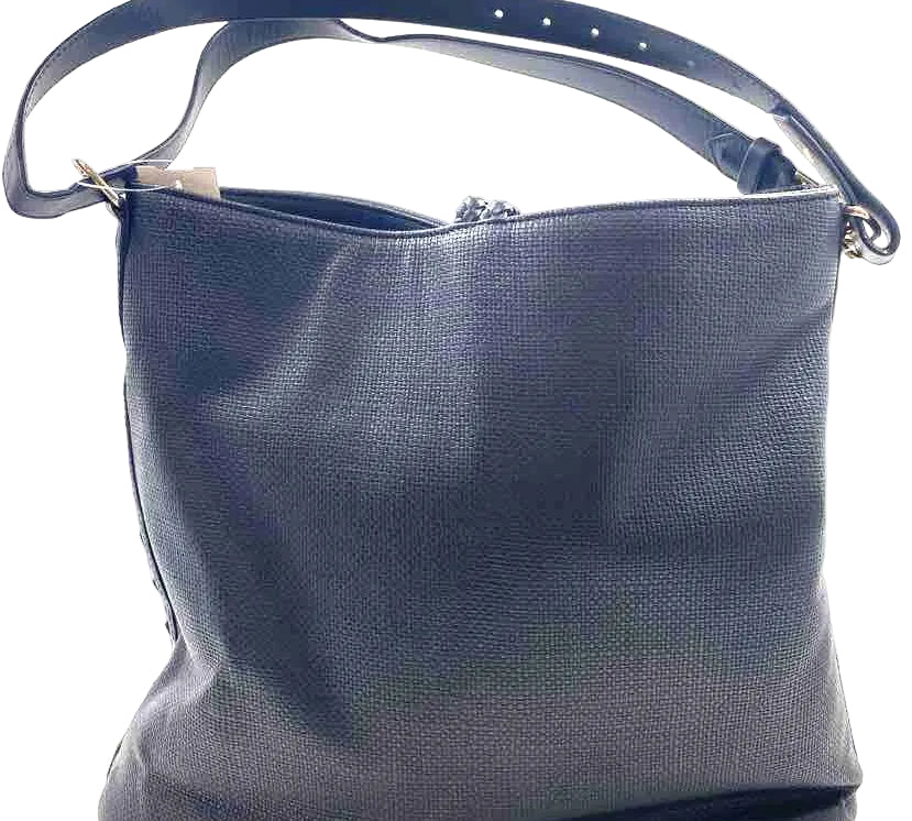 STELLA & DOT Textured Black Vegan Leather Shoulder Purse w/Adjustable Strap