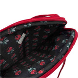 VERA BRADLEY Red Quilted Flap-Front Crossbody Purse w/Floral Interior