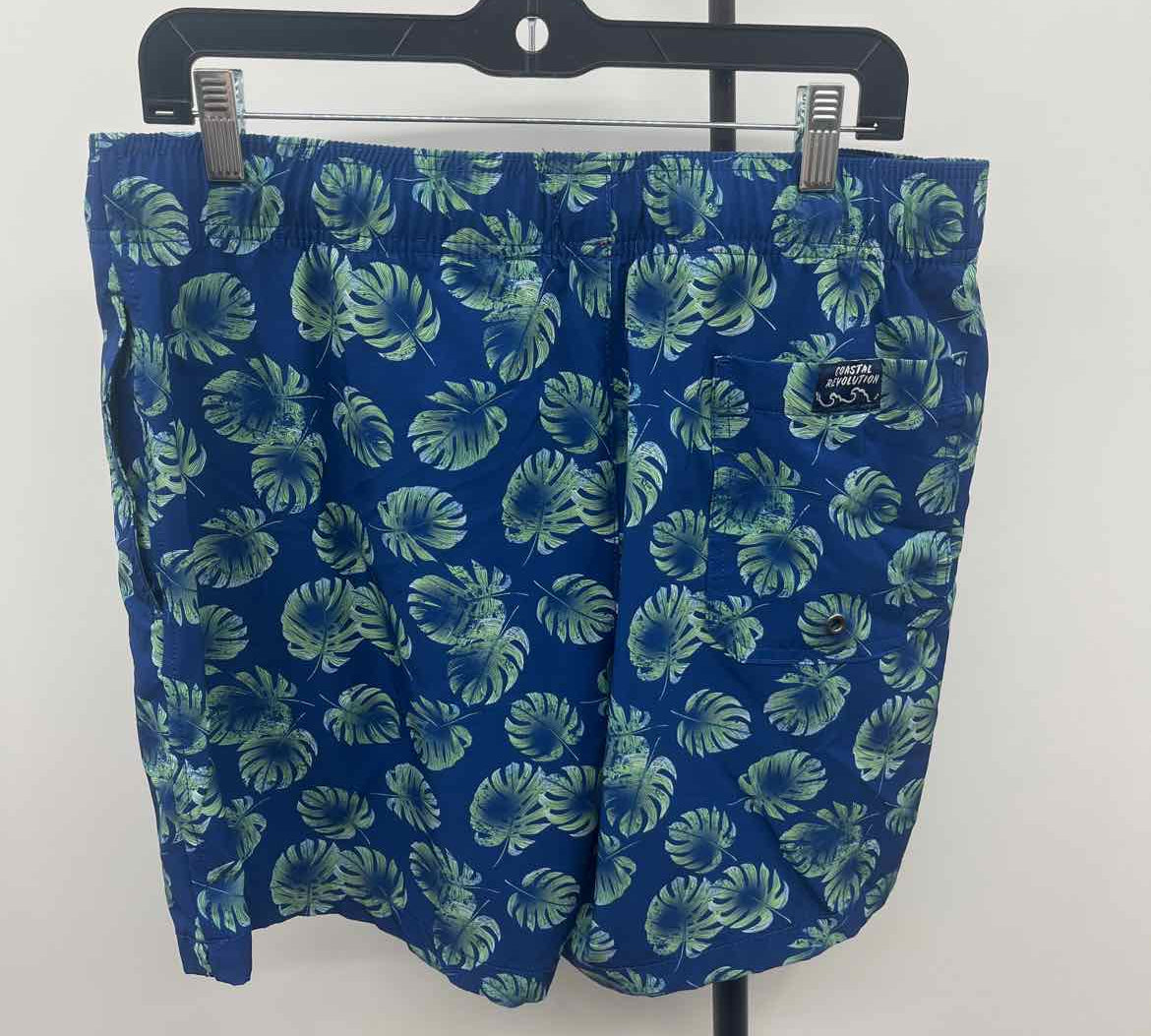 Coastal Revolution Men's Size L Blue Leaf Swim Trunks