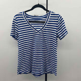 Loft Women's Size M Royal Blue Stripe Short Sleeve Shirt