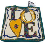 NWT BRIGHTON Teal Natural Yellow Gray Jewel CHARMED LOVE Canvas Tote Bag Purse