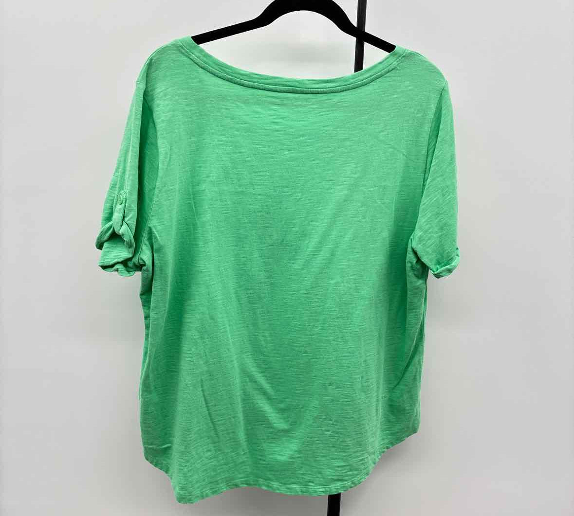 Talbots Women's Size XL Green Solid Short Sleeve Shirt