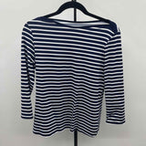 Land's End Women's Size S Navy Stripe Long Sleeve Shirt