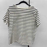 Lands End Women's Size L White Stripe Short Sleeve Shirt