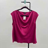 Banana Republic Women's Size M Wine Solid Short Sleeve Shirt