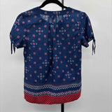 Talbots Women's Size XSP Navy Floral Short Sleeve Shirt