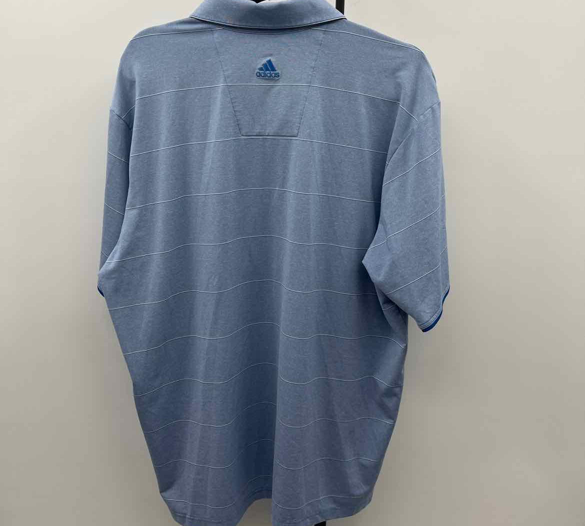 Adidas Men's Size XL Blue Striped Short Sleeve Shirt