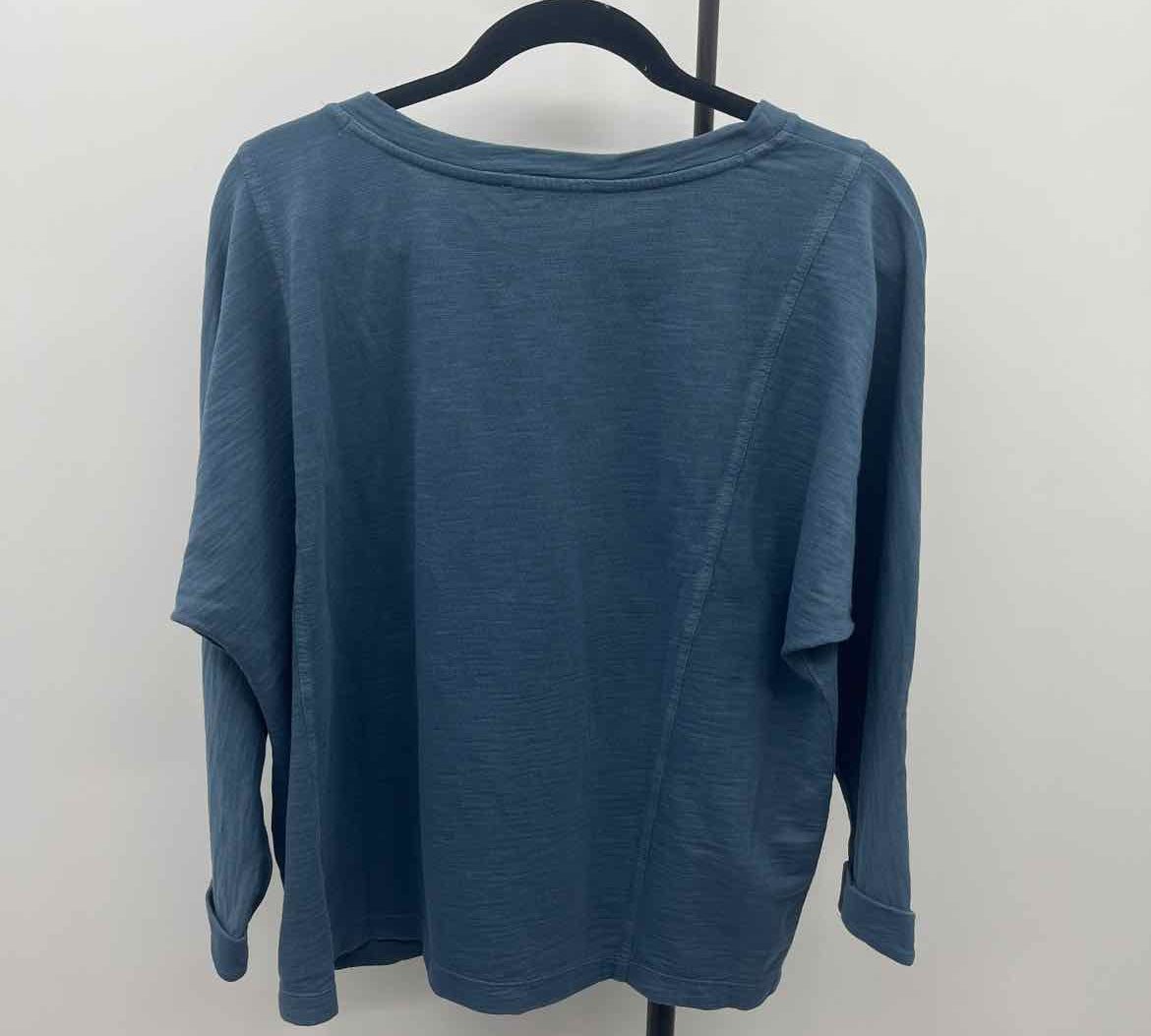 purejill Women's Size M Slate Blue Solid Long Sleeve Shirt